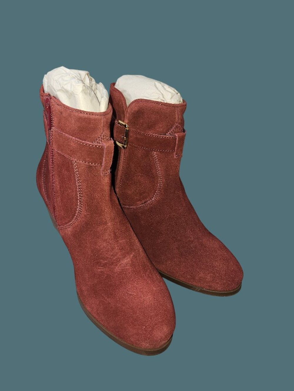 Stitch Fix Diba Sleek Suede Bootie Stacked Heel Women 8M Leather Upper